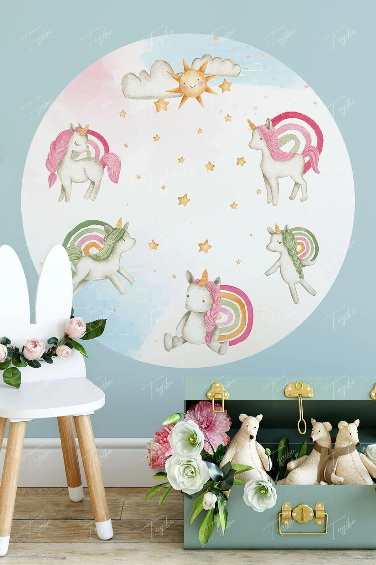 Unicorn Rainbow Circular Wall Decal
