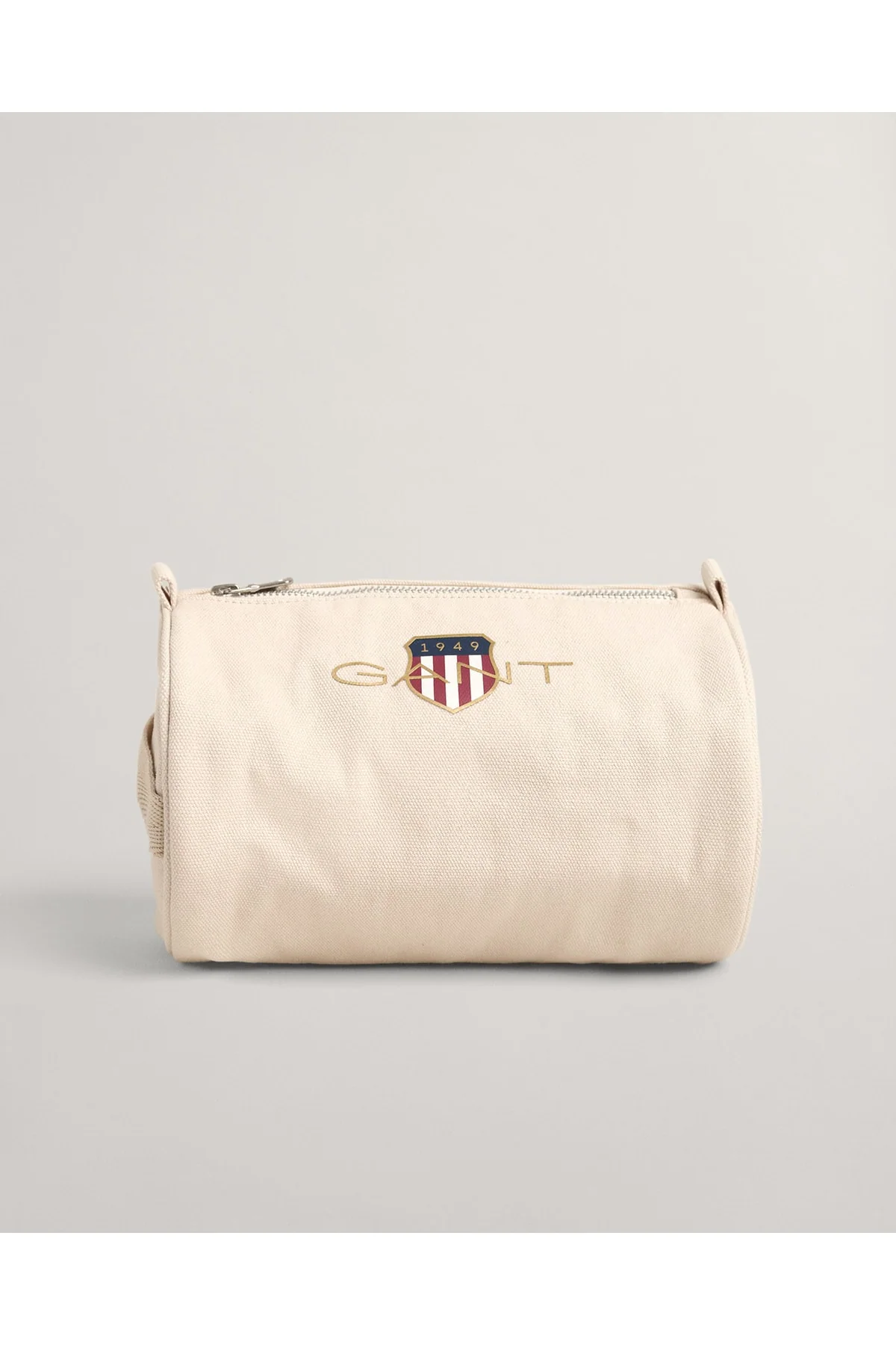 Beige Cotton Canvas Tote Bag with Retro Logo