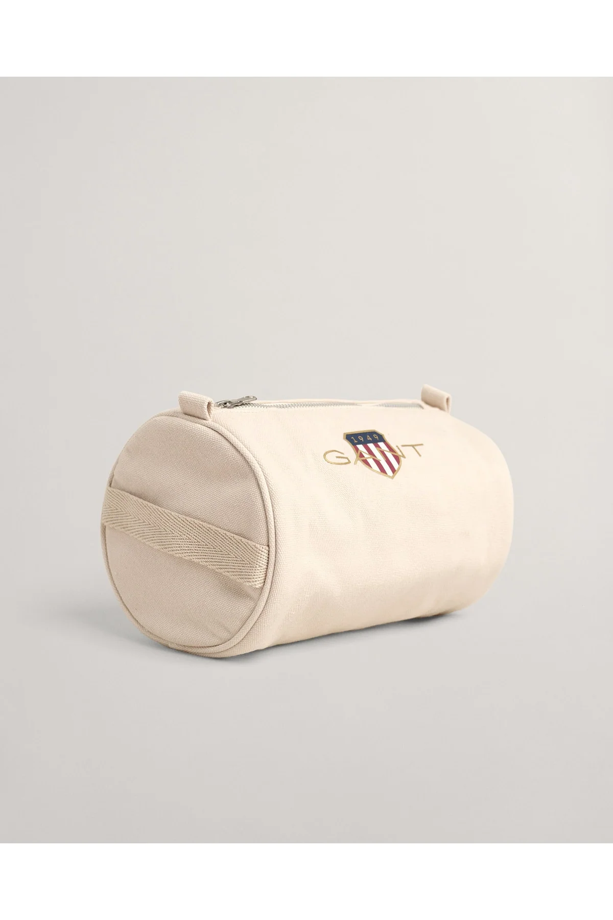 Beige Cotton Canvas Tote Bag with Retro Logo