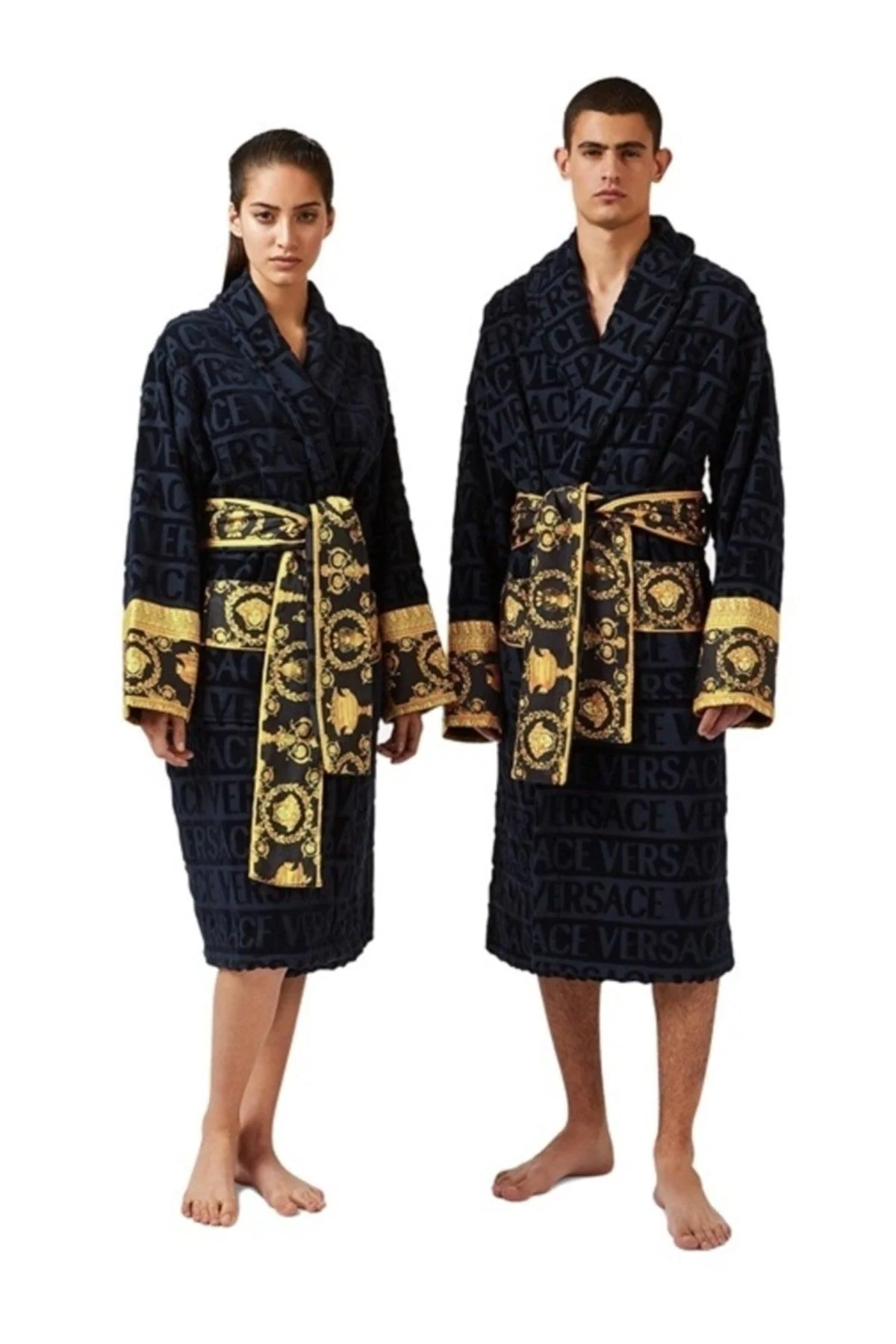 Unisex Bamboo Bathrobe with Piqué Pattern