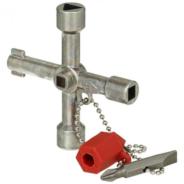 Dual‑Side Nickel‑Plated Cabinet Switch Wrench with Short Chain