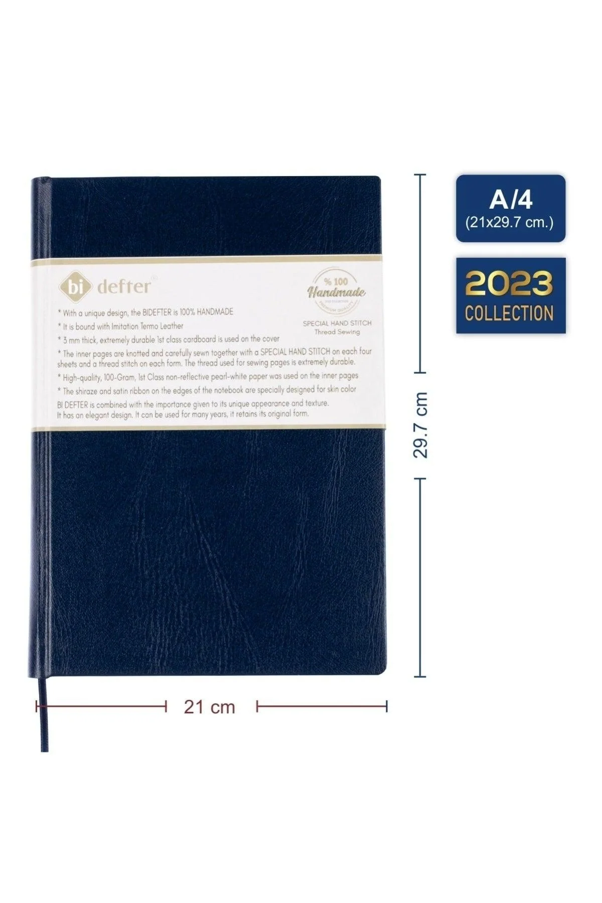Handmade unlined notebook with thermo leather binding
