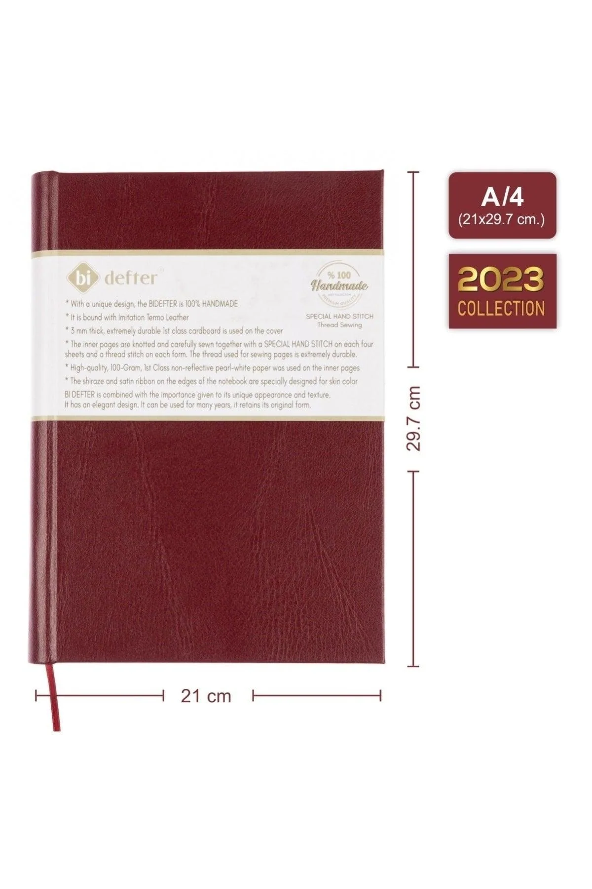 Handmade unlined notebook with thermo leather binding
