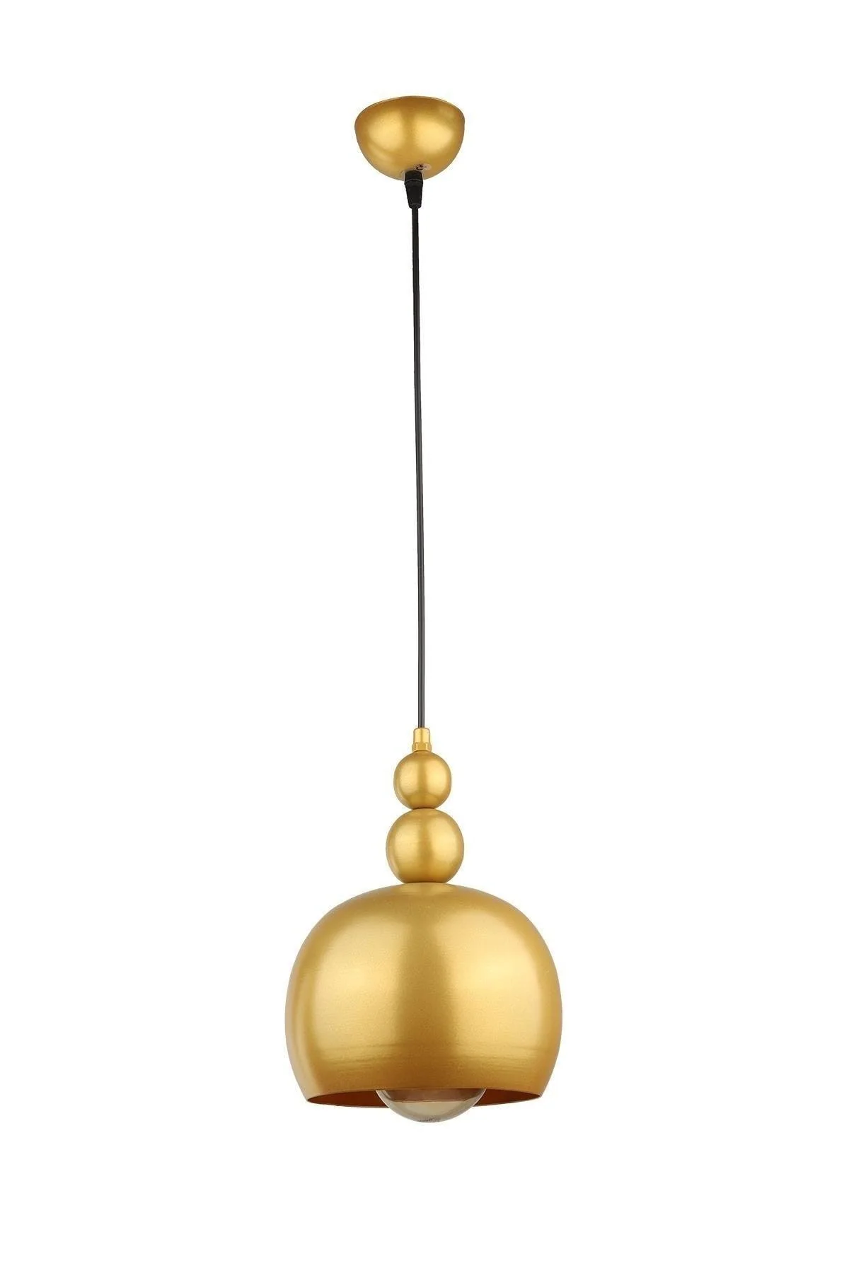 Gold single pendant lamp with electrostatic paint finish