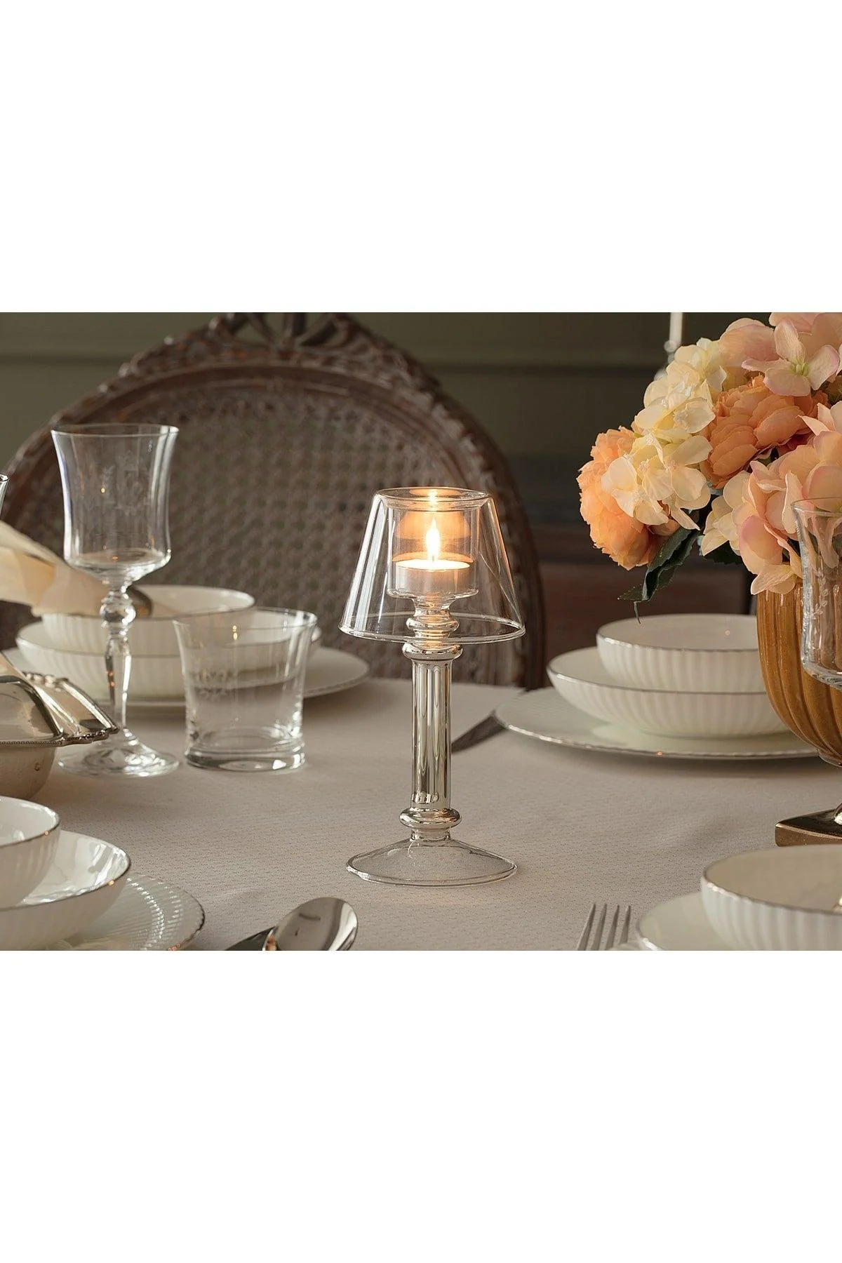 Small Borosilicate Candlestick for Elegant Table Settings