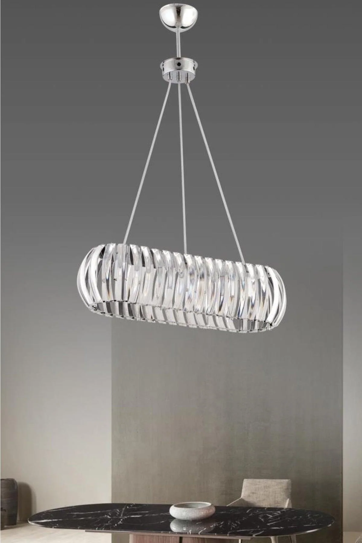 Silver crystal chandelier with E14 fittings for dining table or bedroom lighting