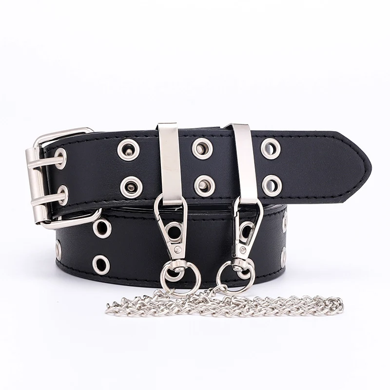 Versatile Double Breasted Belt with Chain Detail