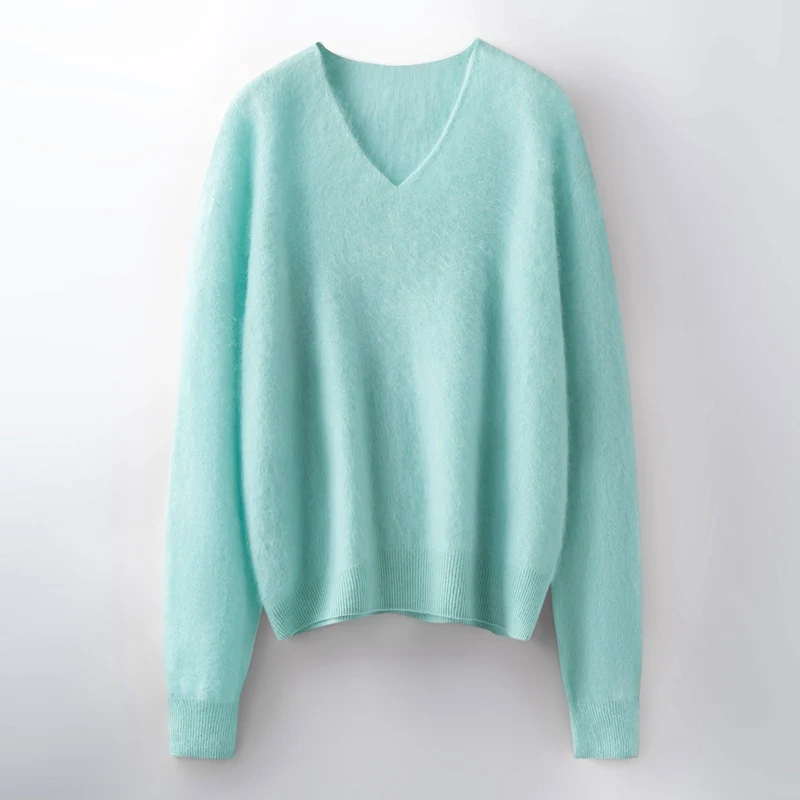 Versatile Loose-fitting Brushed Sweater in a Solid Color
