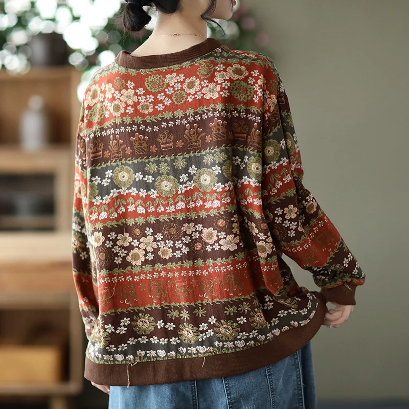 Vintage Printed Drawstring Swing Top