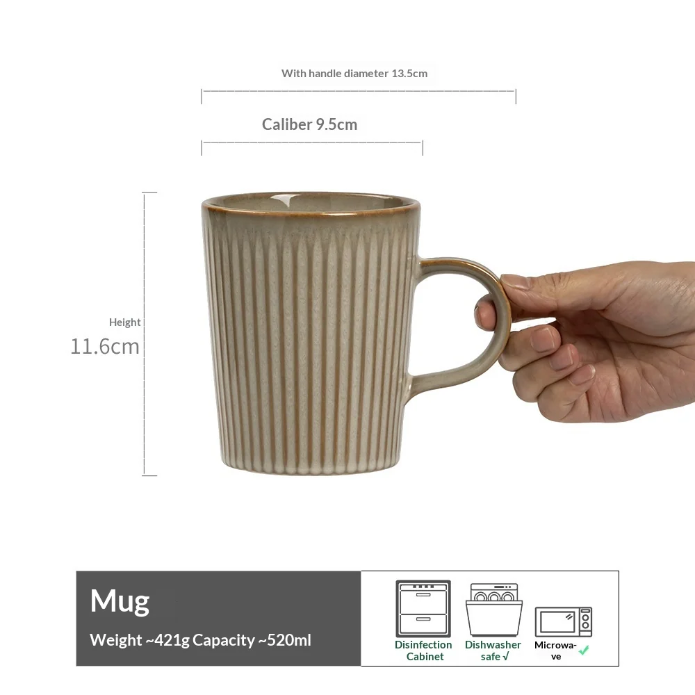 Vintage Striped Ceramic Coffee Mug