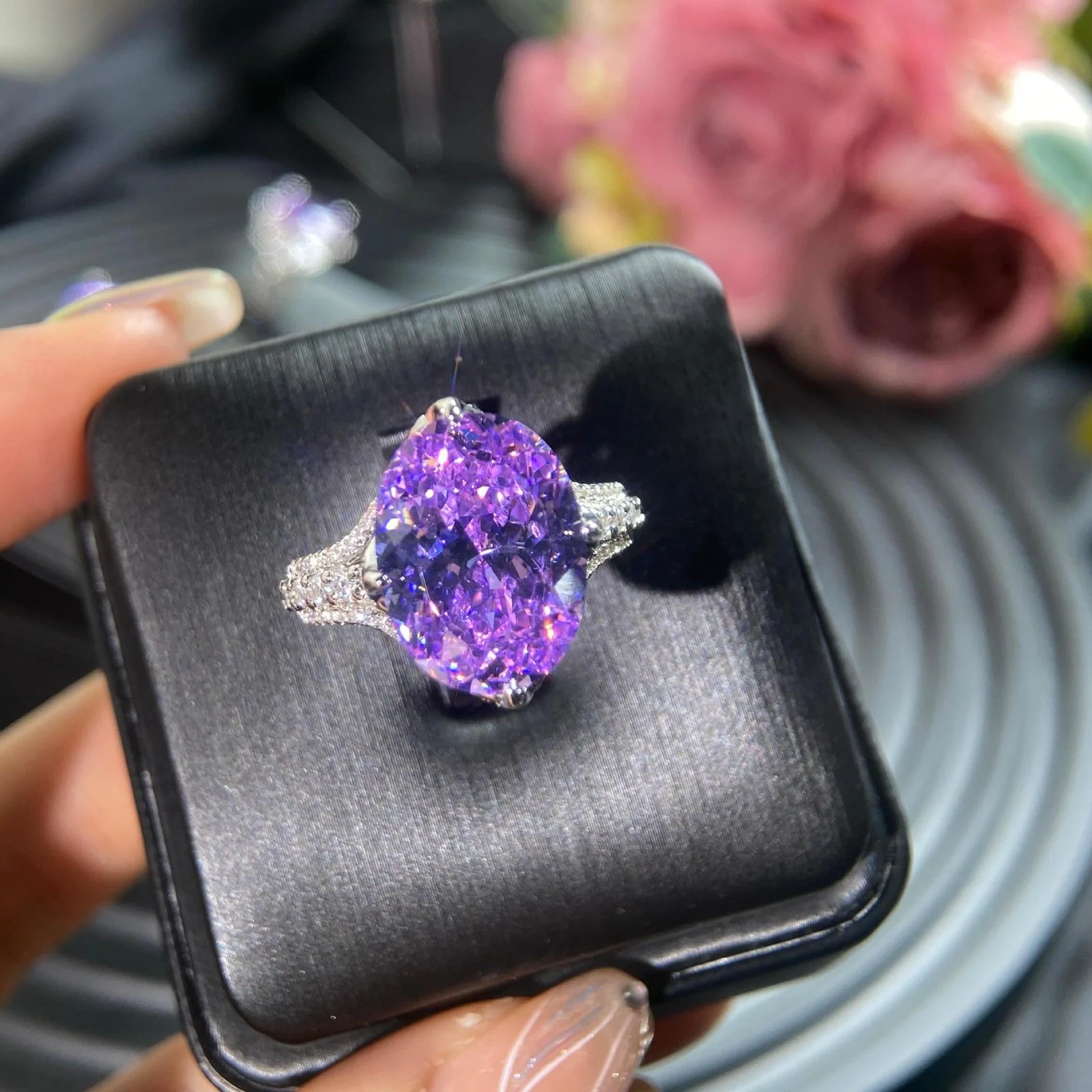 Violet CZ Statement Ring