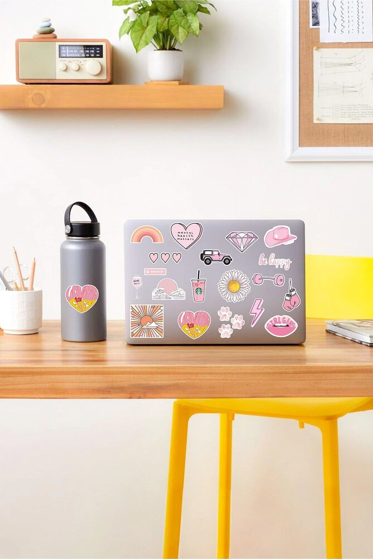 Removable PVC laptop and device decal set in pink - 5 piece