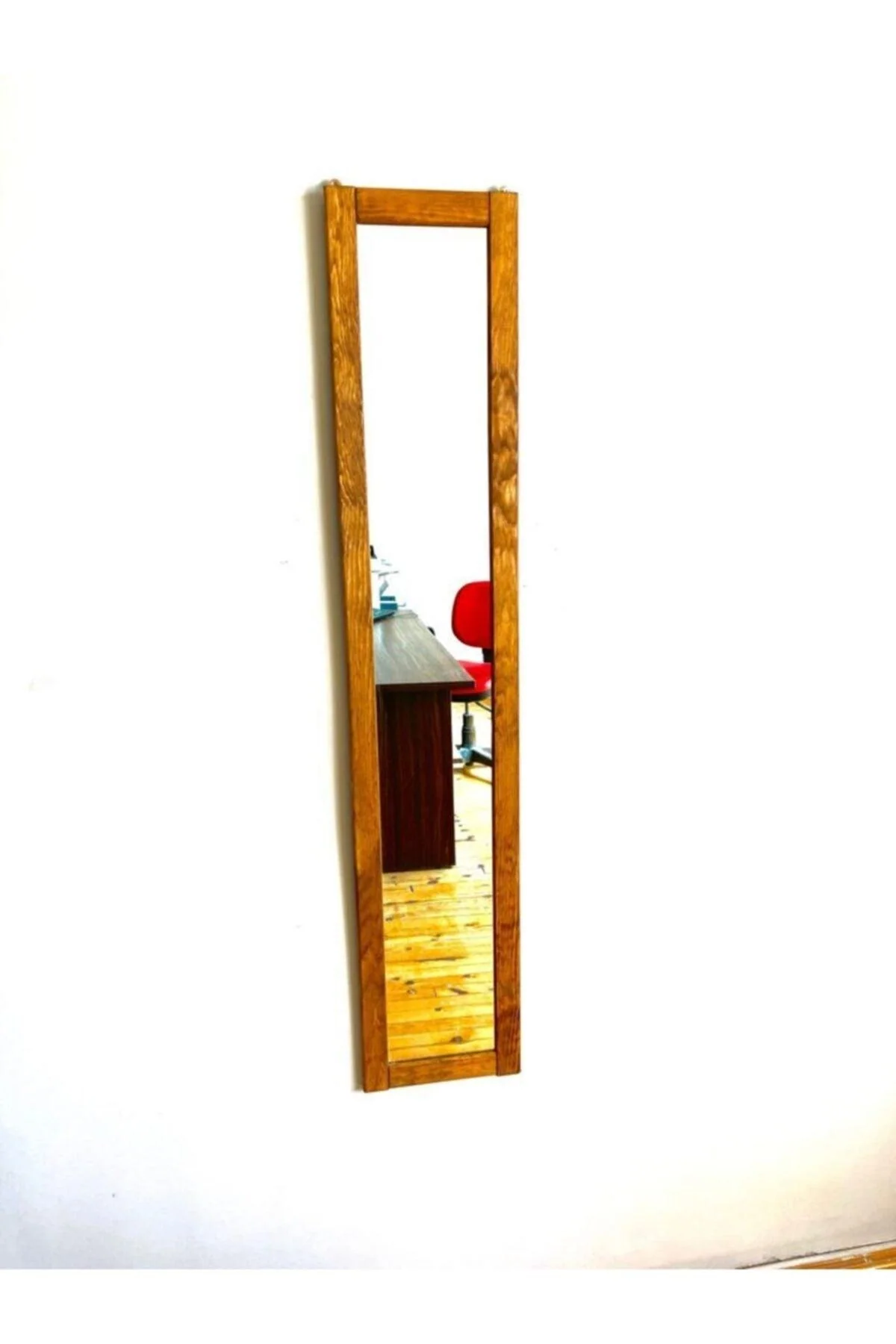 Walnut-Framed Full-Length Wall Mirror, 23 cm x 80 cm