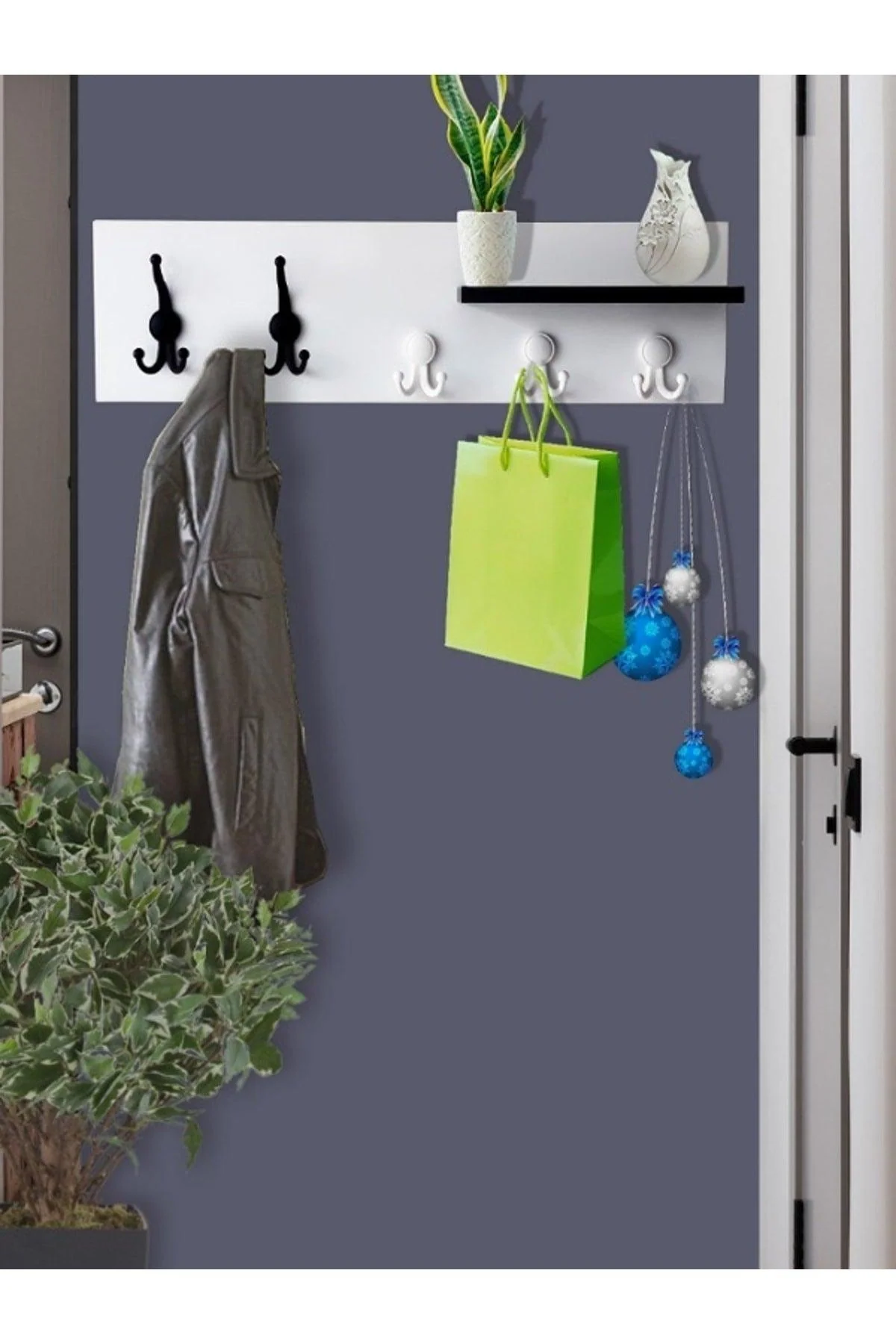 Wall-mounted wooden coat rack with durable hangers