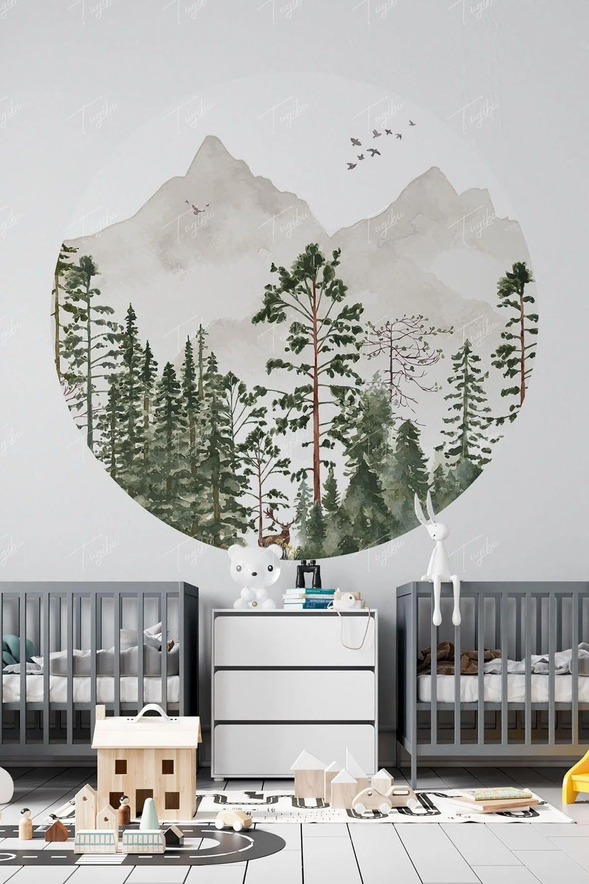 Self-Adhesive Round Forest Wall Sticker for Home Decor