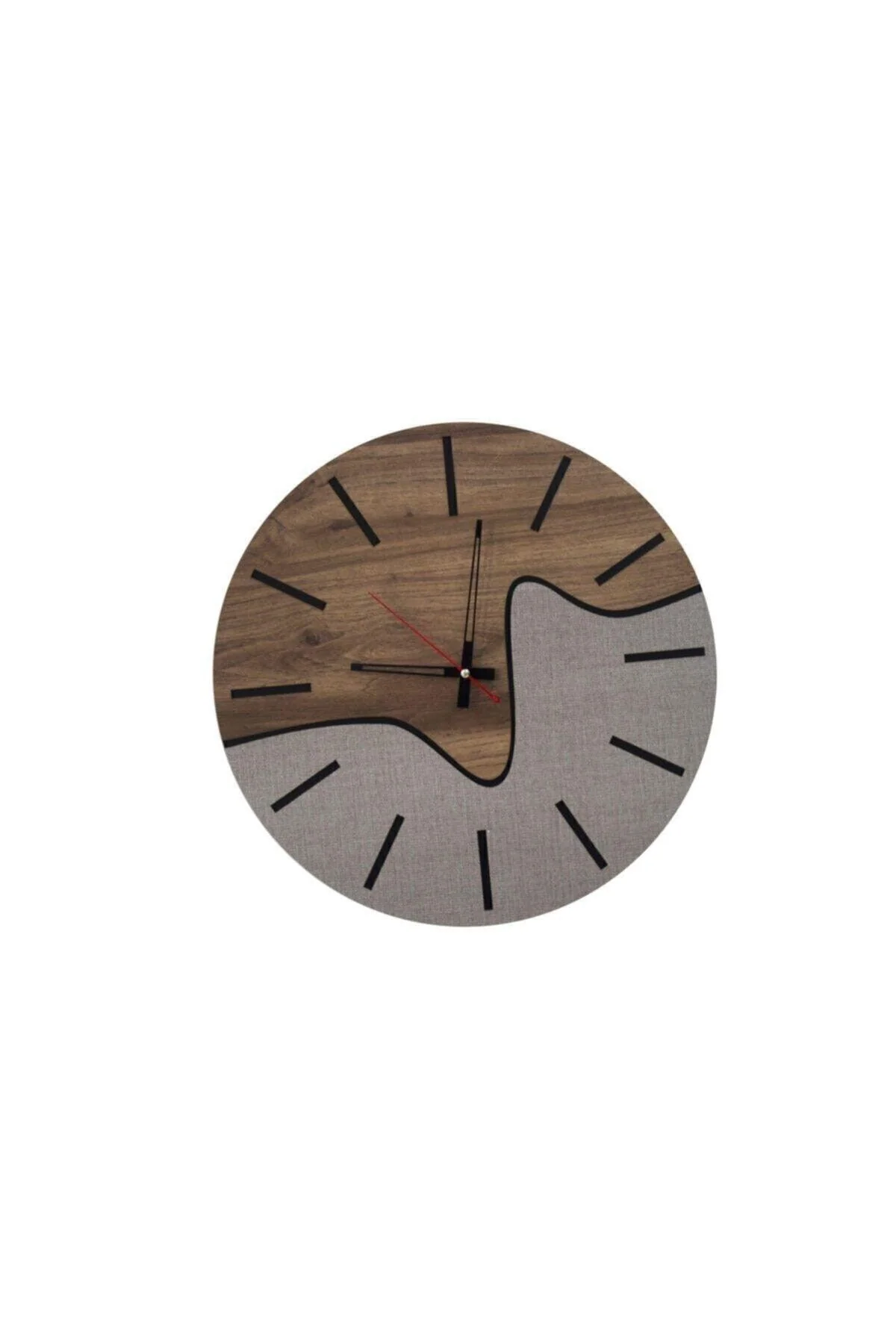 Wooden walnut gray black decorative wall clock 50cm
