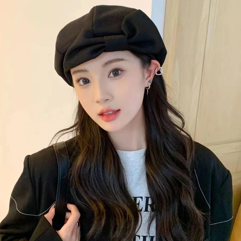 Warm Bow Beret Hat