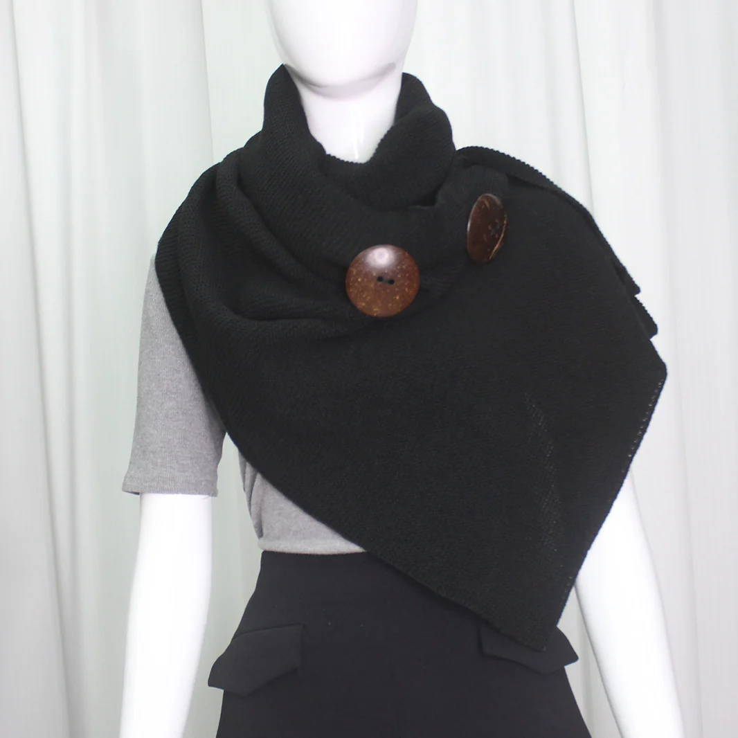 Warm Button Front Wool Scarf Shawl