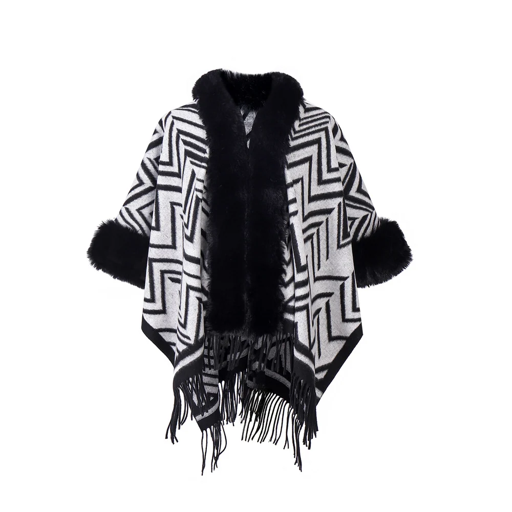 Warm Fur Collar Shawl