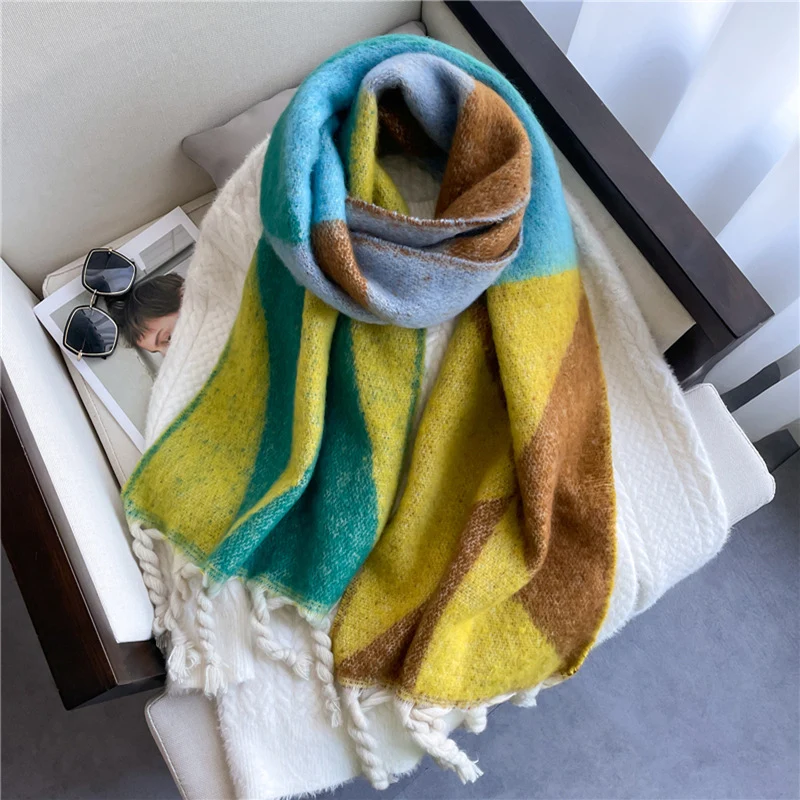 Warm Geometric Triangle Scarf for Winter