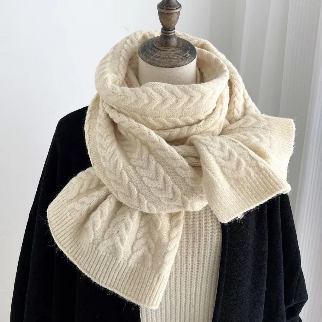 Warm Grey Wool Scarf for Winter