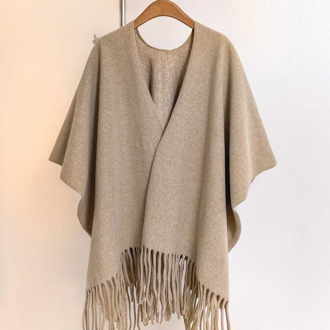 Warm Solid Color Cloak Robe for Winter