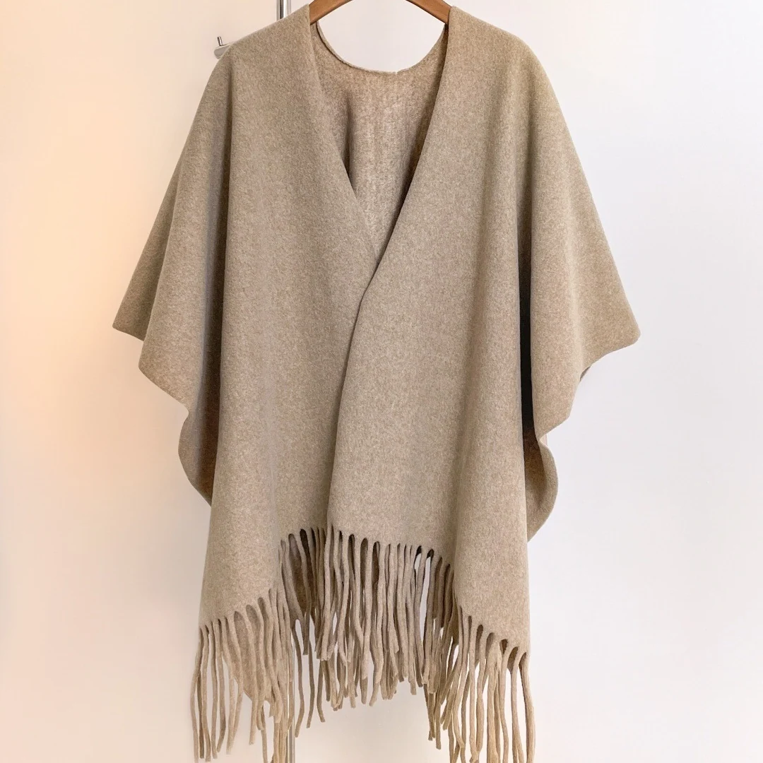 Warm Solid Color Cloak Robe for Winter