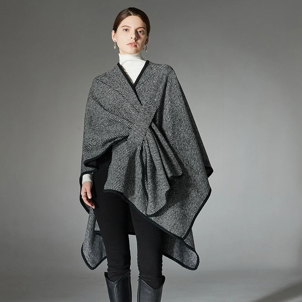 Warm Striped Shawl Wrap