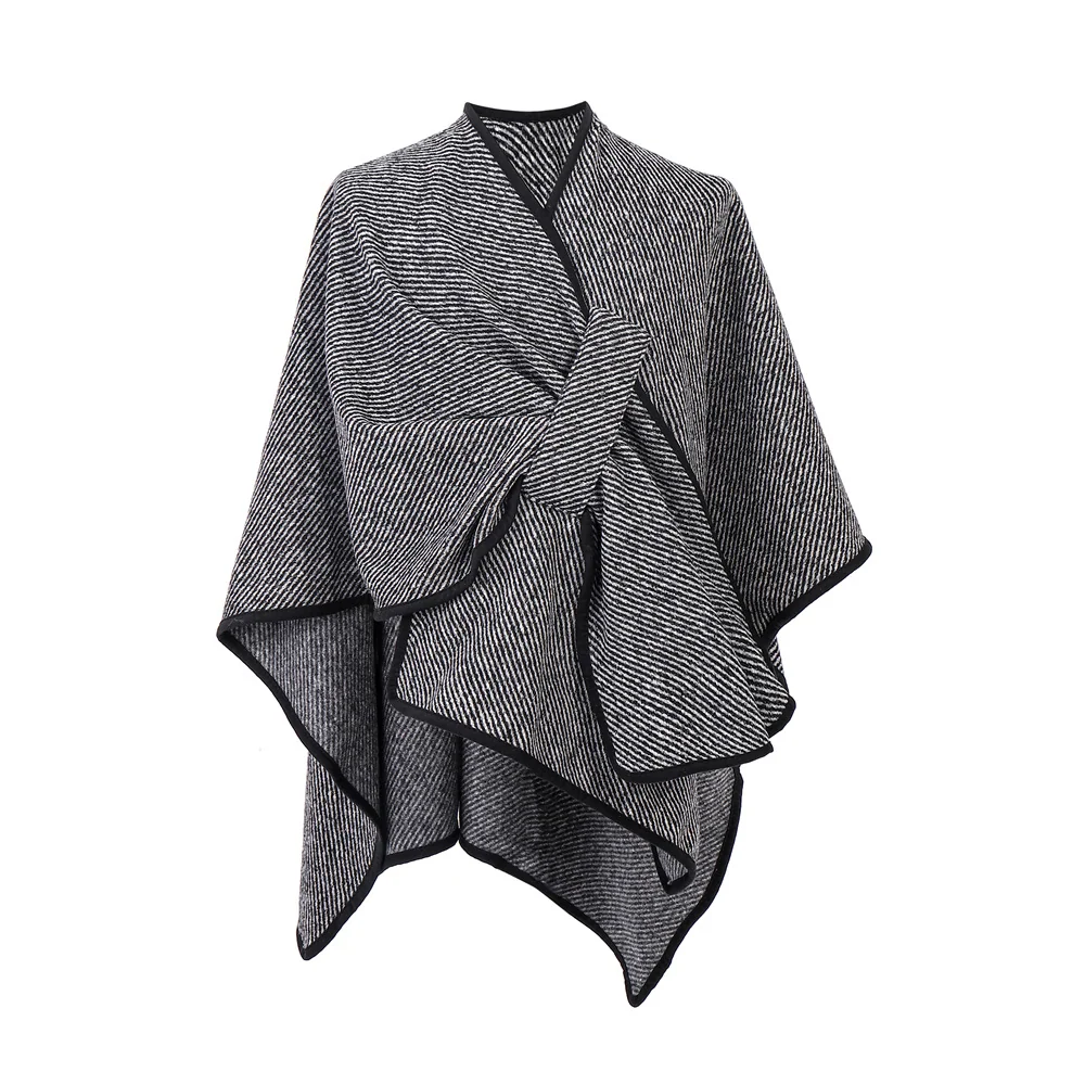Warm Striped Shawl Wrap
