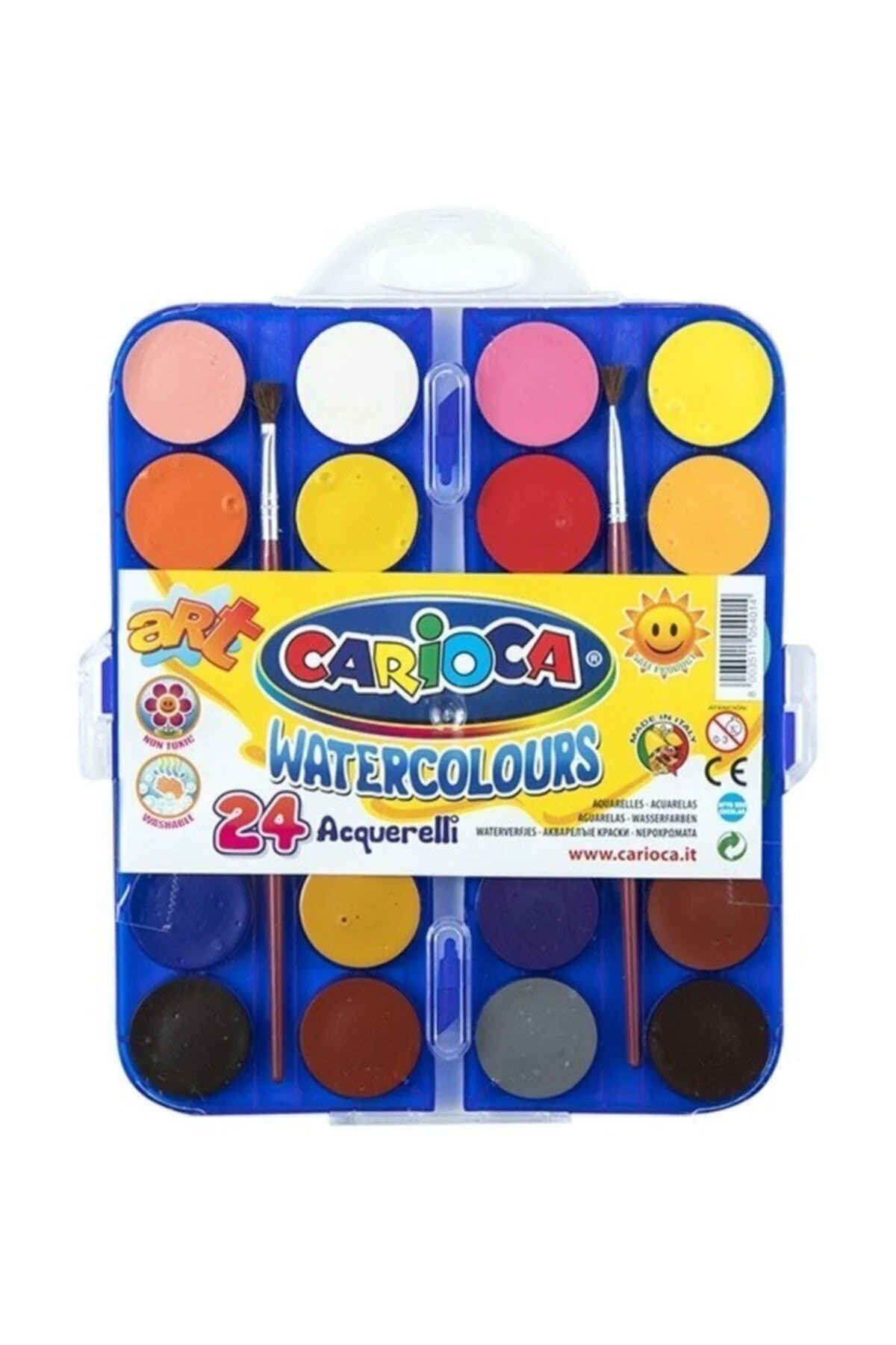 24‑Piece Watercolor Set with Brush – 30 mm, Kid‑Safe Colors