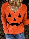 Wave Neckline 3D Printed Animal Pocket Pullover