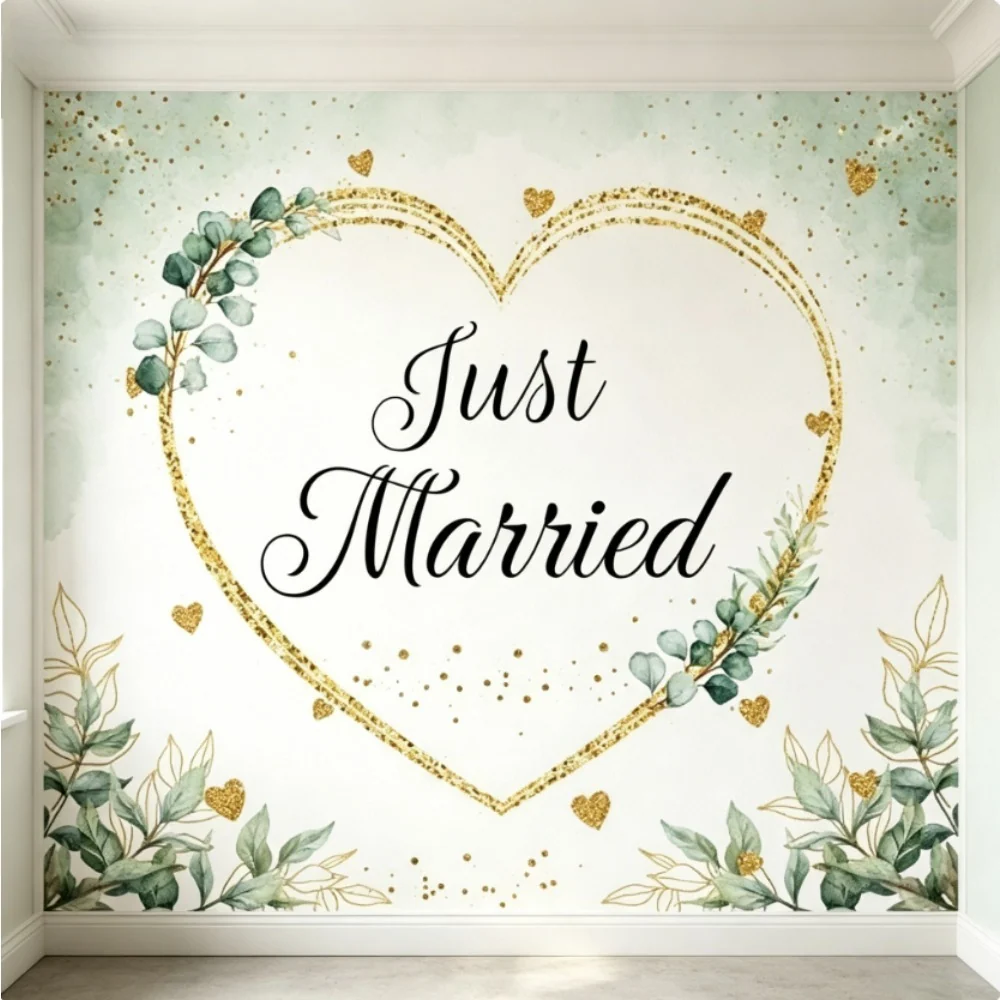 Wedding Photo Shoot Kit - Just Married Backdrop & Scissors