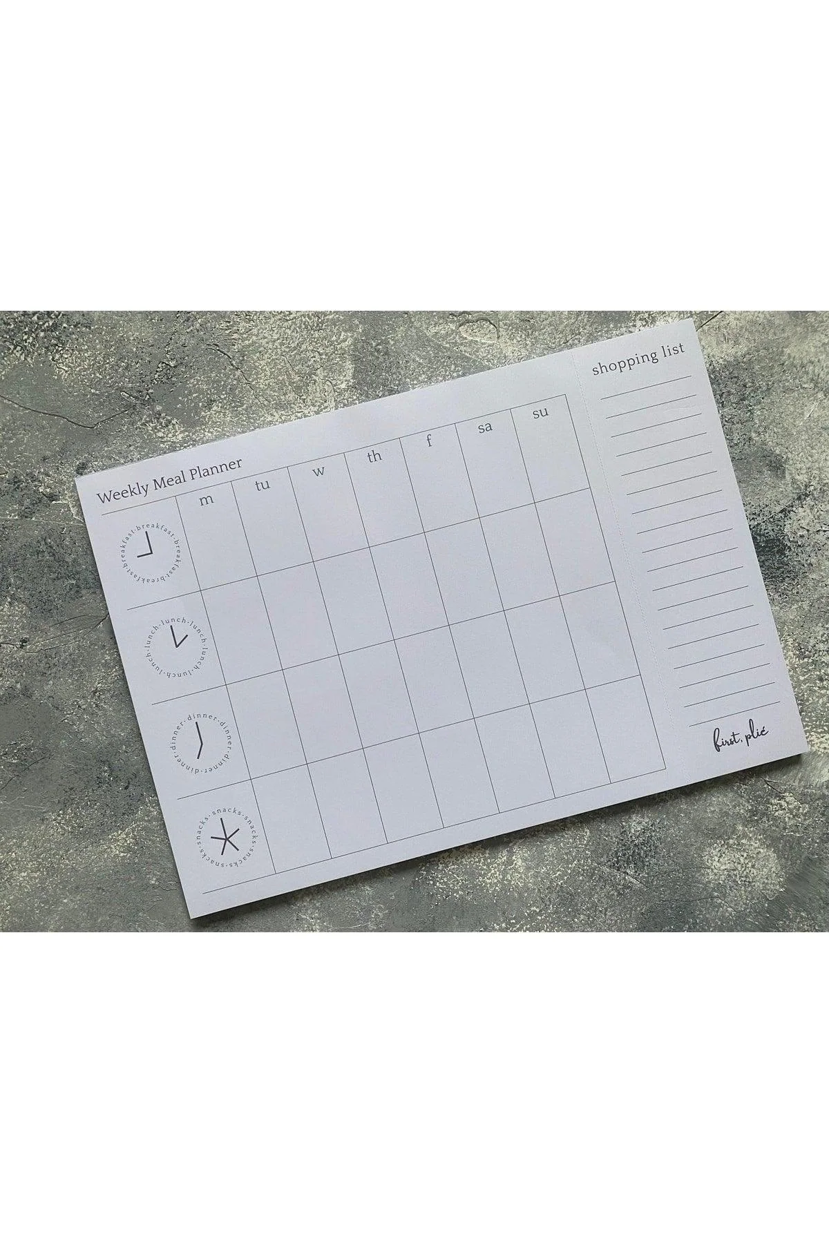 Weekly Meal Planner with Detachable Shopping List