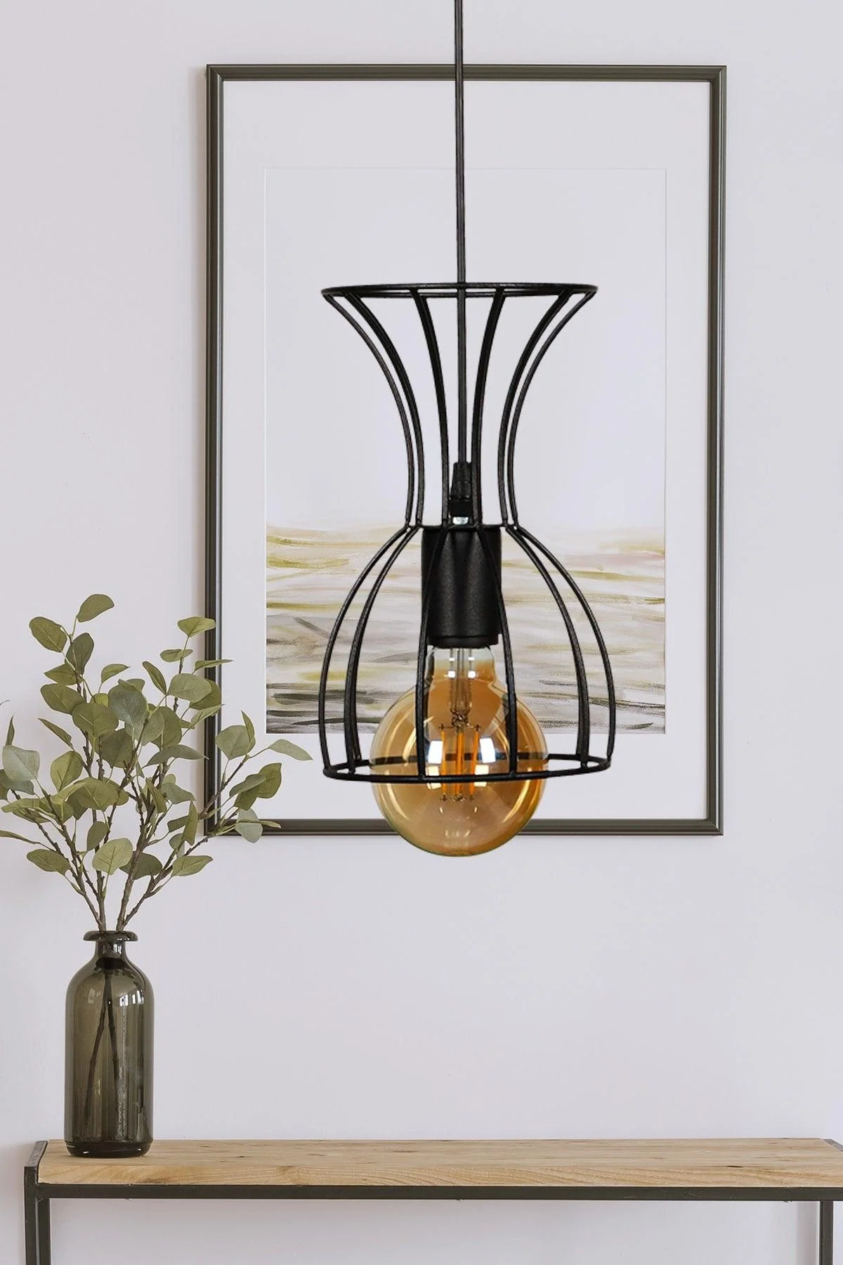 Black Single Chandelier with Metal Finish | 15cm Diameter