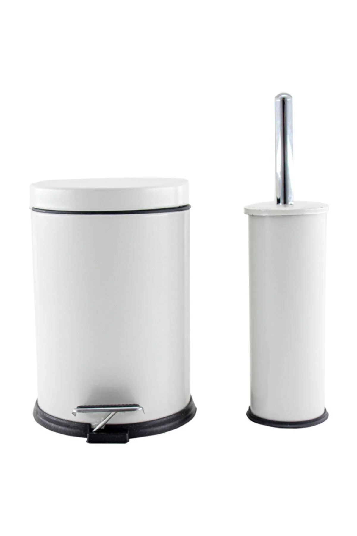 White 2-Piece Bathroom Waste Bin and Toilet Brush Set