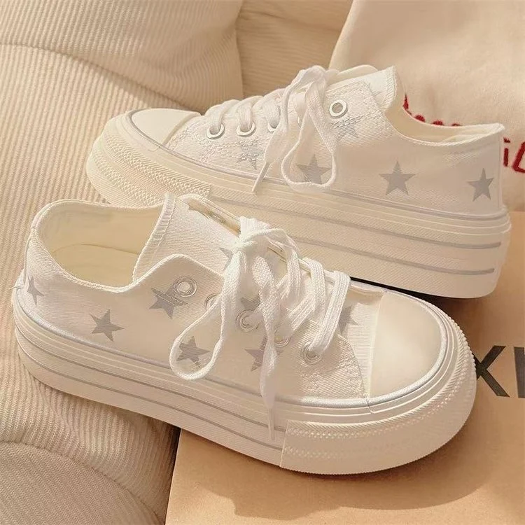 White Canvas Sneakers for Height Increase