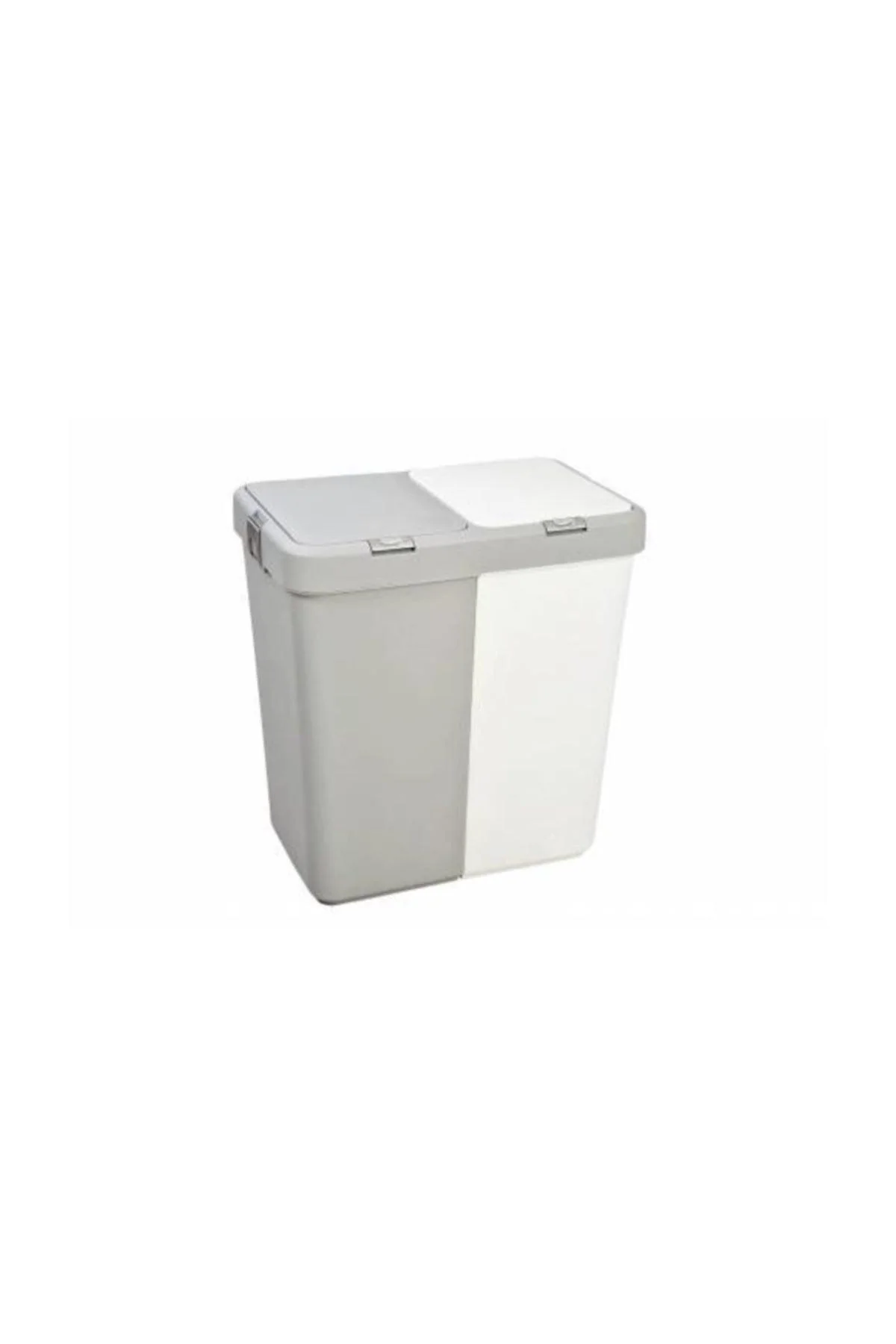 Double laundry basket with automatic lid - 80 liters total