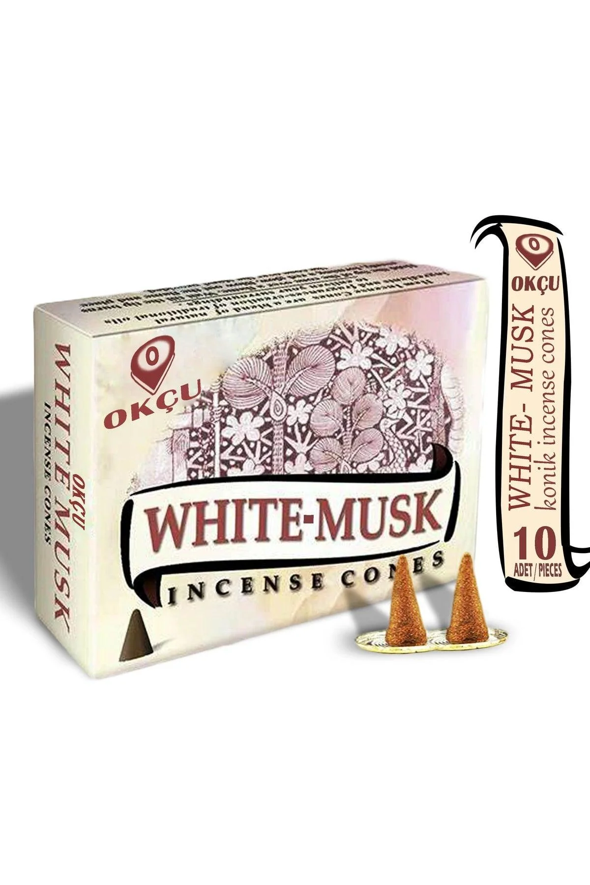 White Musk Conical Incense – 10 Pieces with Metal Holder