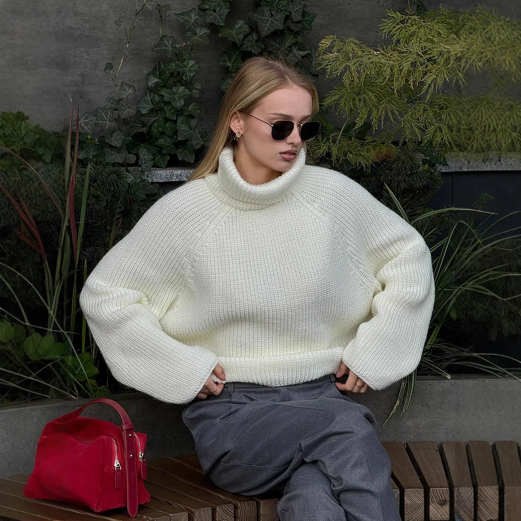 White Pullover Loose Sweater for Women