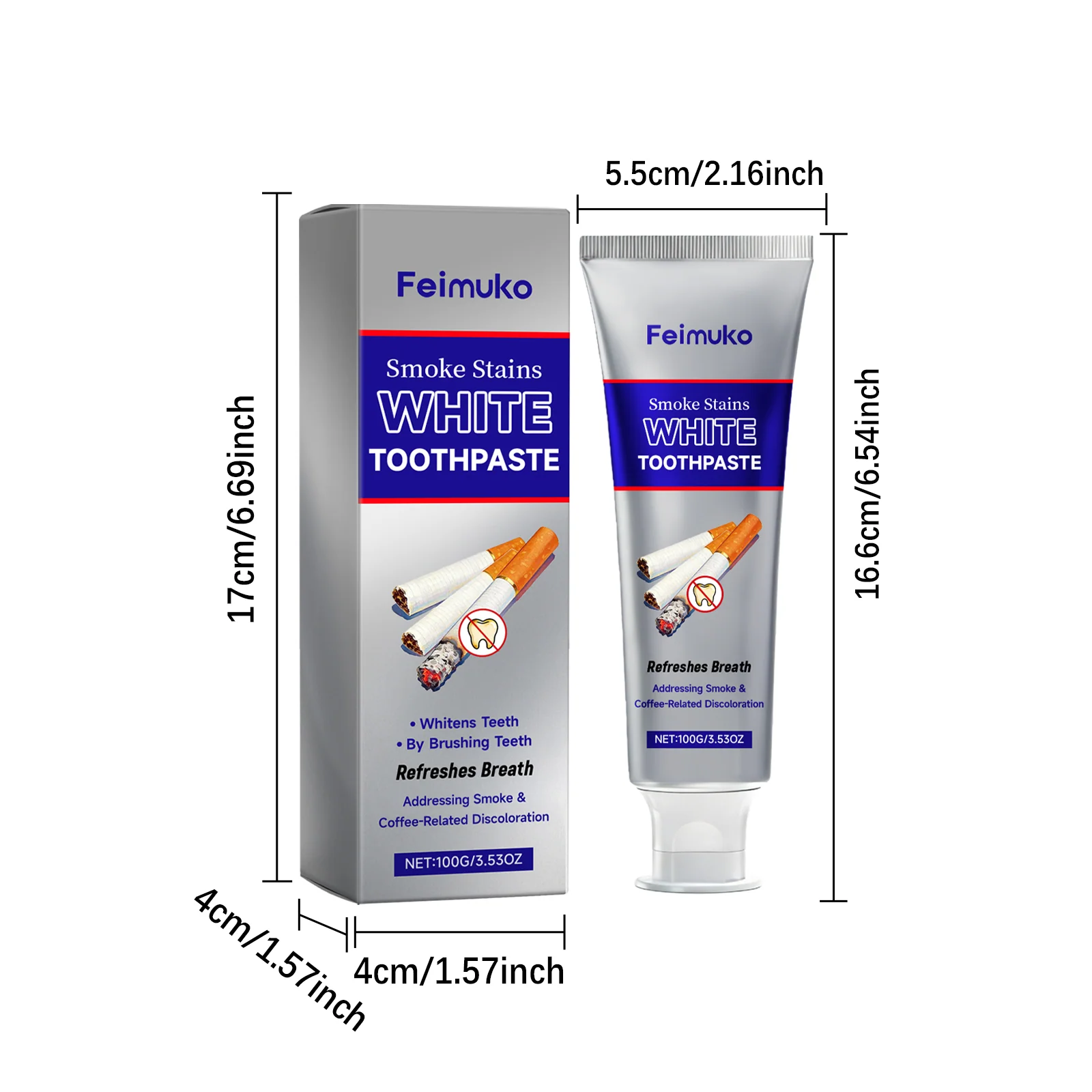 Whitening Toothpaste for Stain Removal, 100g, 1 Box