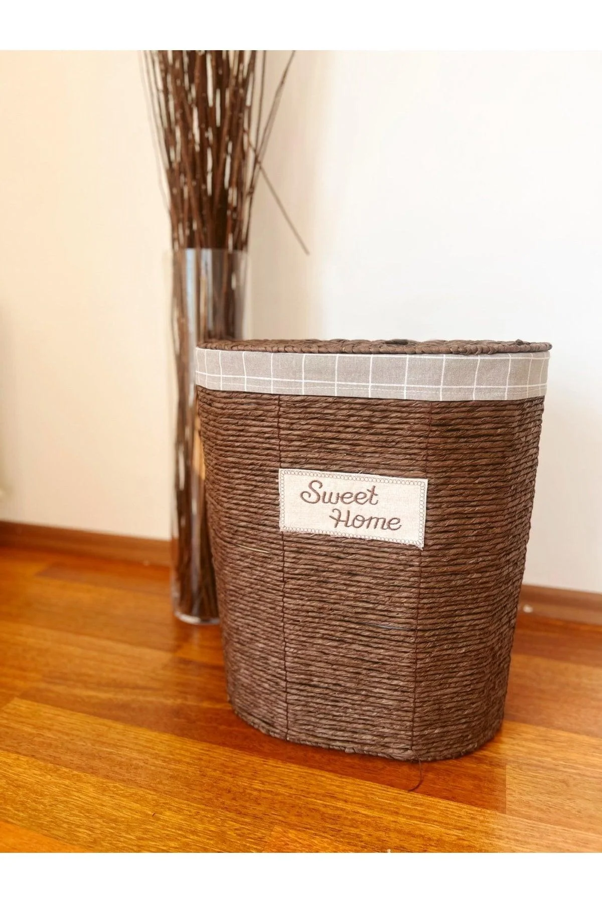 Large Wicker Laundry Basket with Metal Frame and Removable Liner