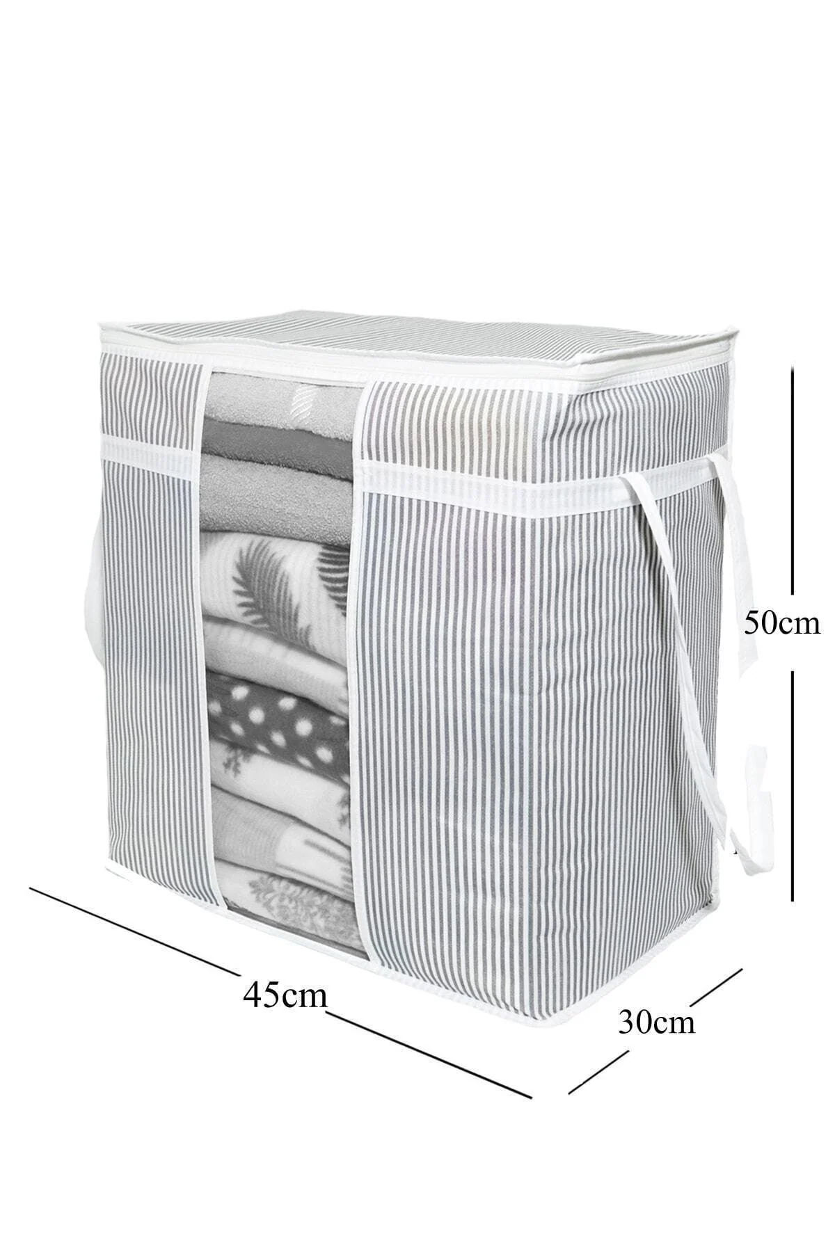Window storage bag with zippered transparent panel