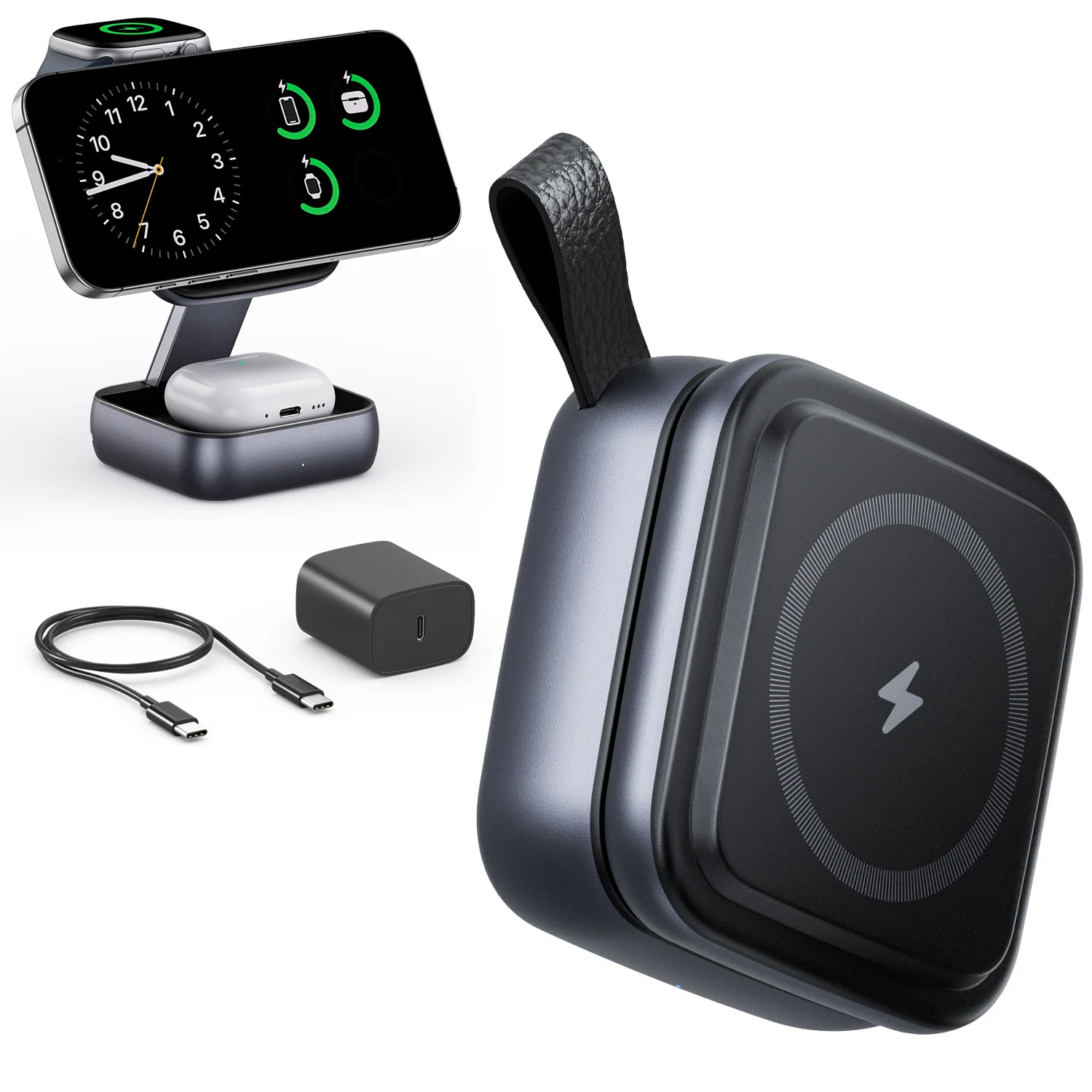 Wireless Charger Stand with Multi-Function Folding Desk