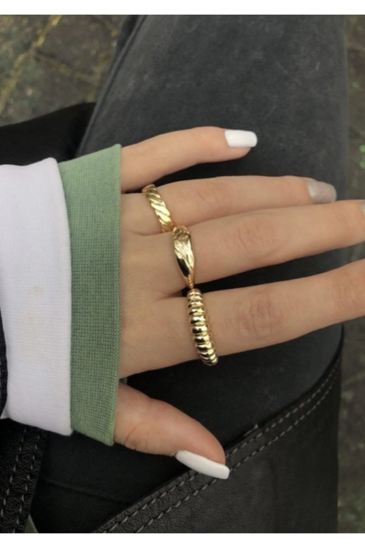 Set of 3 gold combination rings