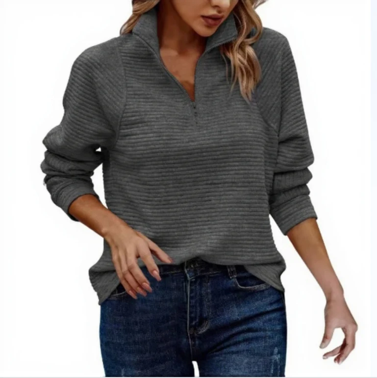 Women's Basic Zip-Neck Hoodie