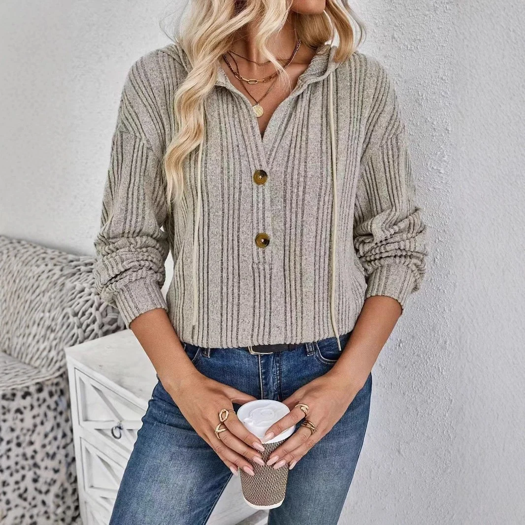 Women's Casual Solid Color Hooded Sweater