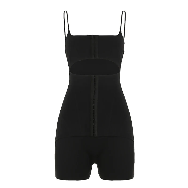 Women's Casual Solid Color Suspender Romper Jumpsuit