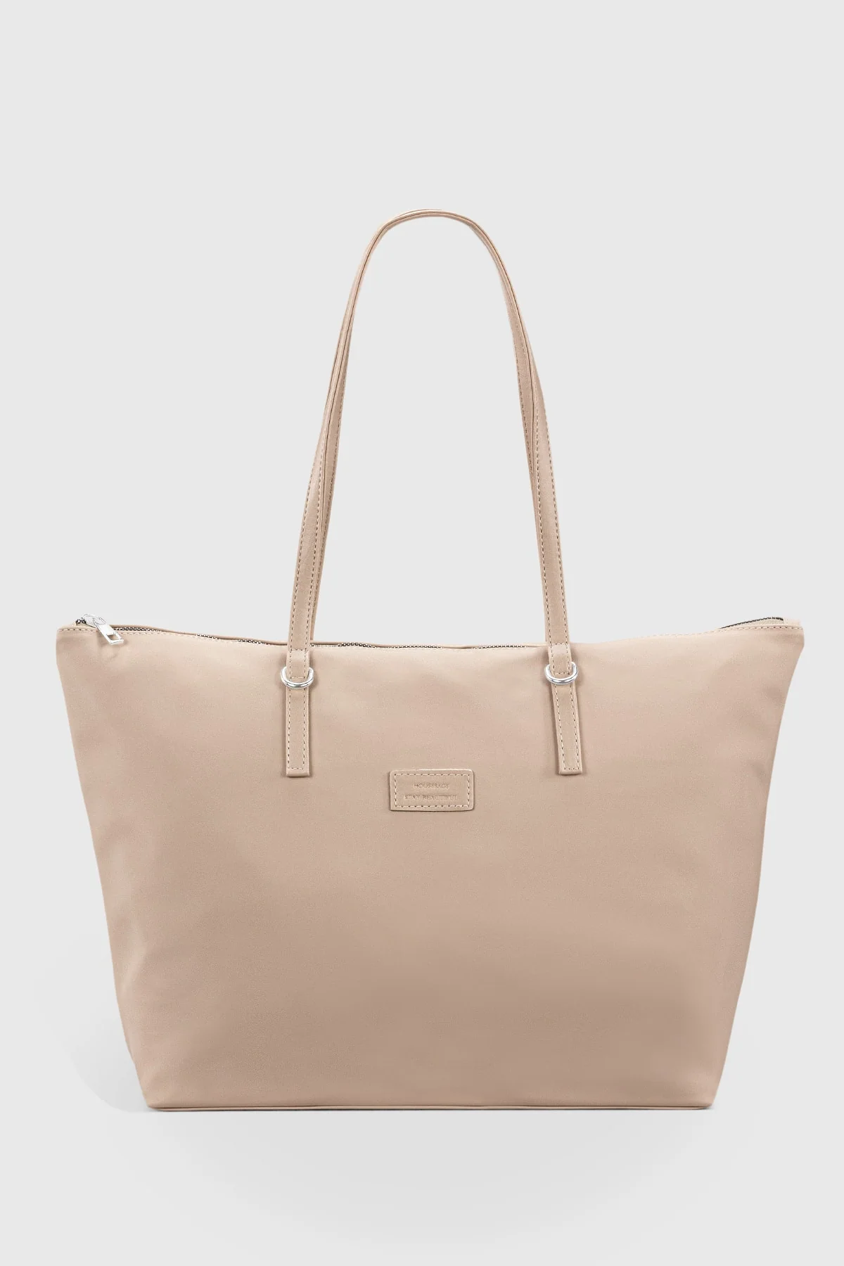 Water-Resistant Satin Shopper Bag with Interior Pocket