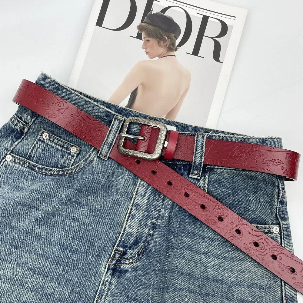 Women's Embossed Leather Belt