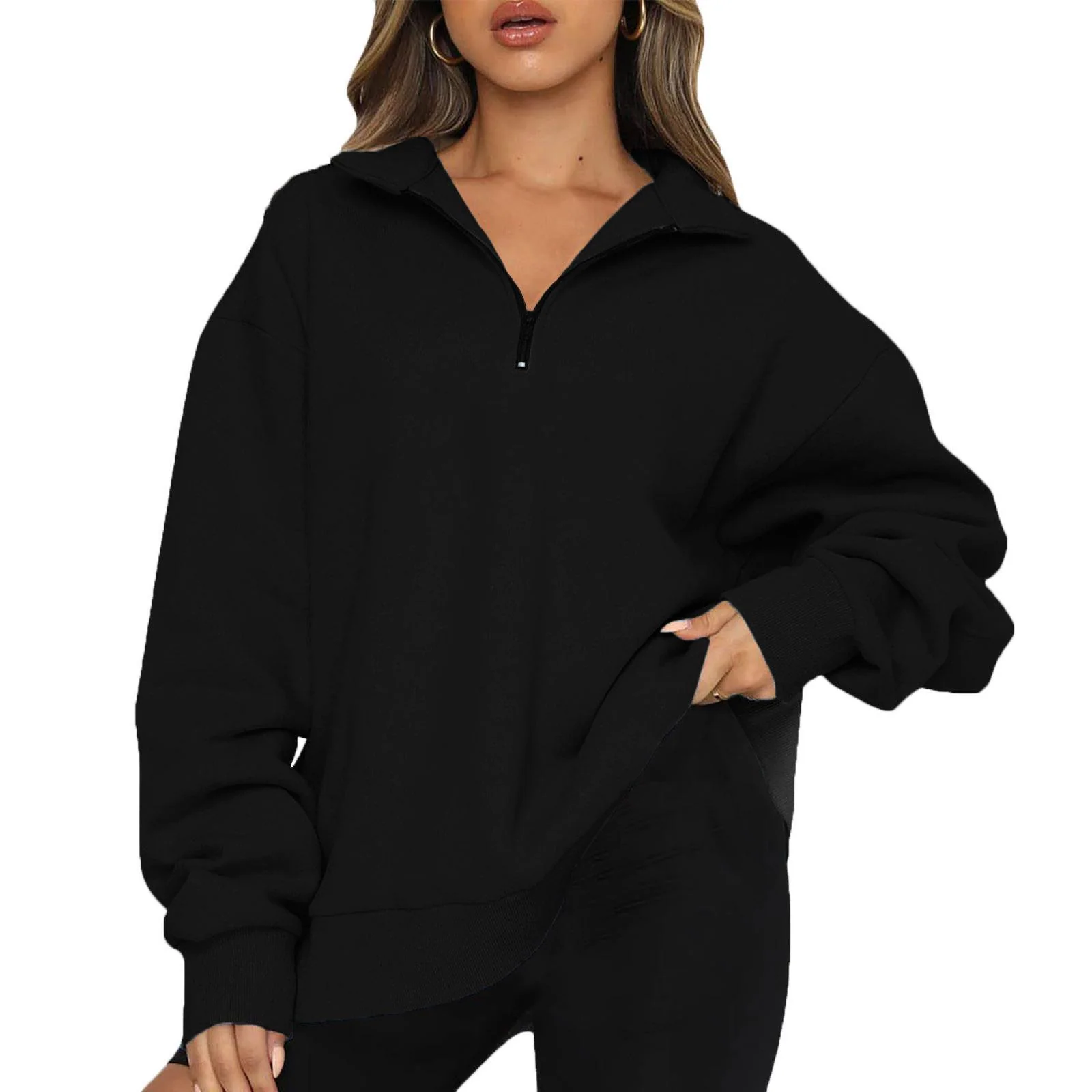 Women's Half-Zip Casual Pullover Sweatshirt